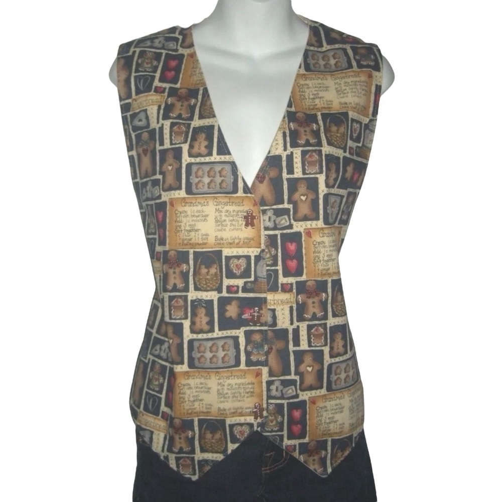 Vintage Ugly Christmas Vest Party Grandmas Gingerbread Recipes Handmade Grandma